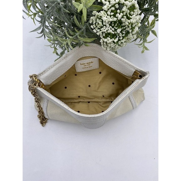 Kate Spade Off white suede and Leather Clutch Made in Italy - Picture 9 of 15